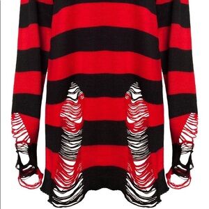 Killstar Red and Black Striped Sweater